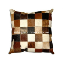 Two Sides Natural Cowhide Patch Pillow Cover Without Fillings